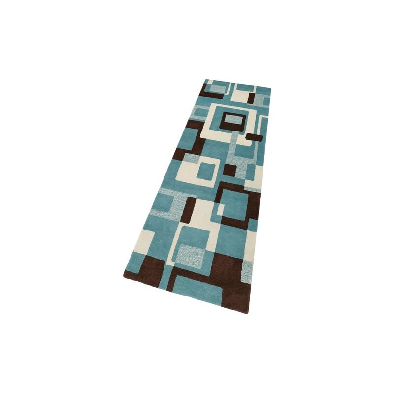 HOME AFFAIRE COLLECTION Schurwoll-Teppichläufer Zahra Höhe 11 mm handgearbeiteter Konturenschnitt blau 12 (B/L: 80x250 cm)