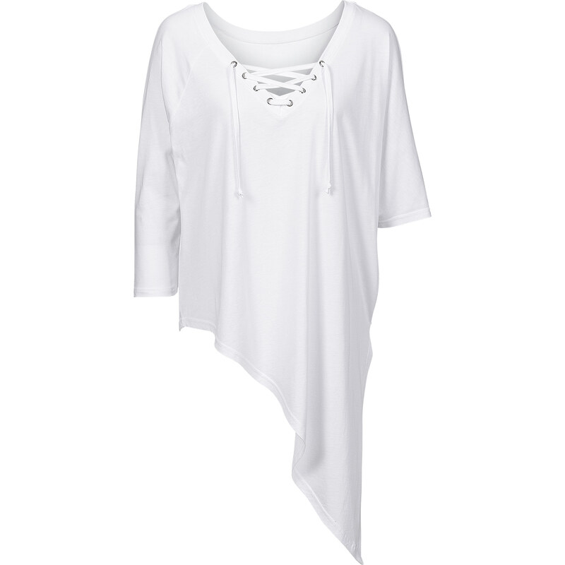 RAINBOW Shirt mit Schnürung kurzer Arm in weiß für Damen von bonprix