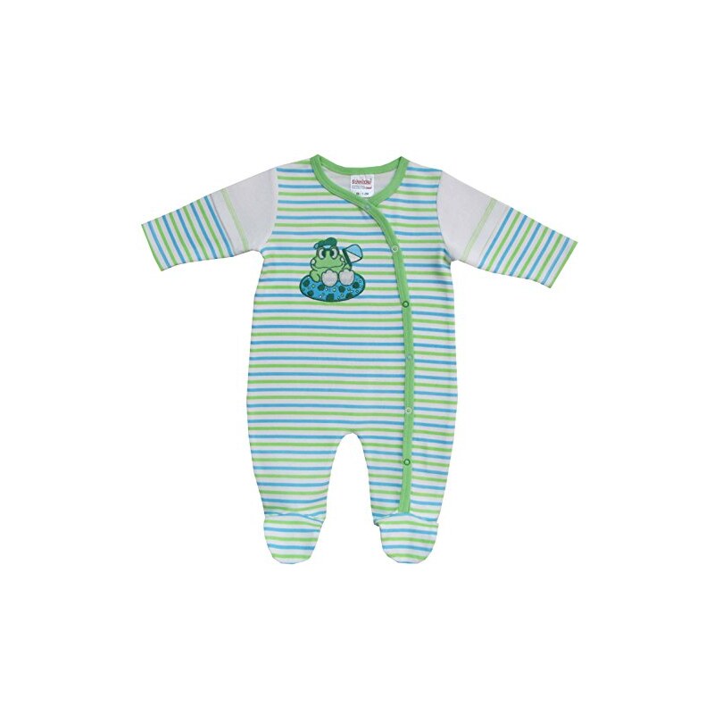 Schnizler Unisex Baby Schlafstrampler Interlock, Schlafanzug Gestreift Frosch