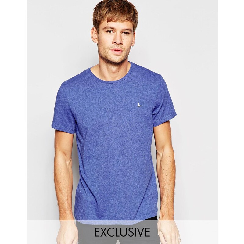 Jack Wills - Blau meliertes T-Shirt mit Pfauenlogo, exklusiv - Blau