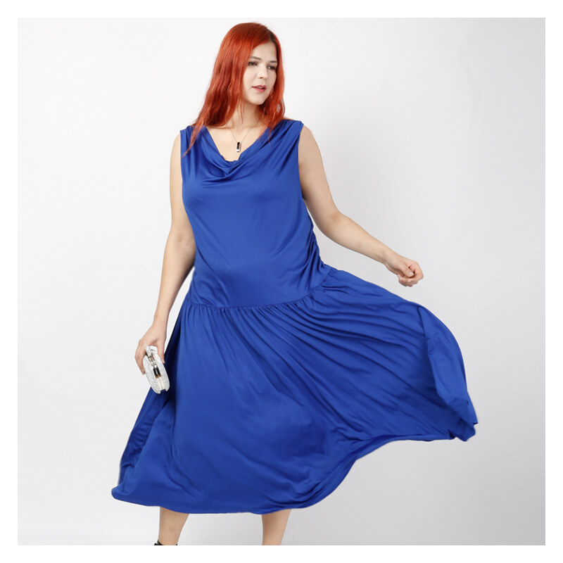 Lesara Midi-Kleid mit Wasserfall-Ausschnitt - 50