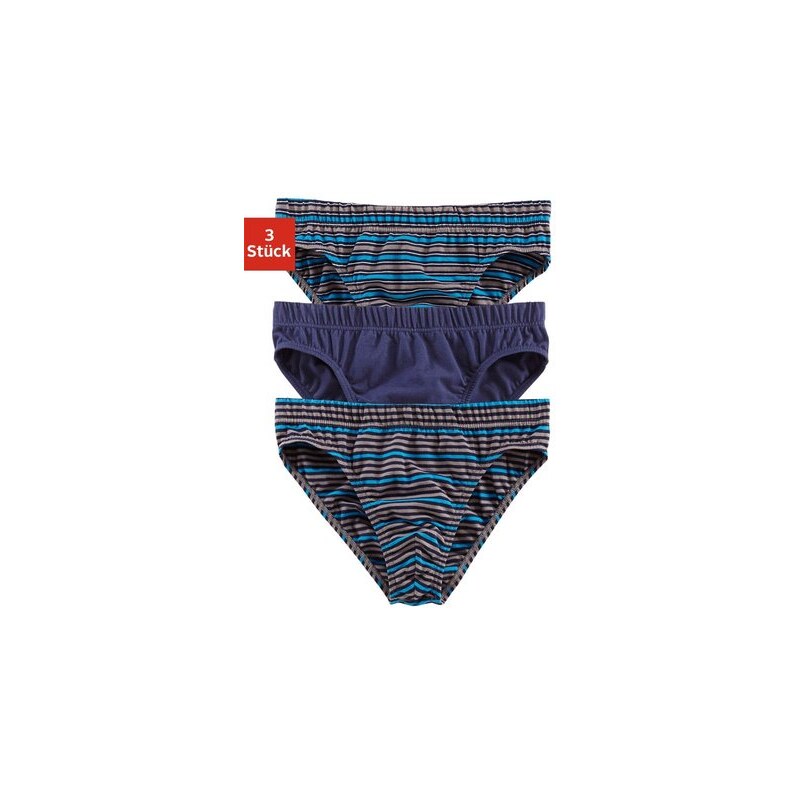 Authentic Underwear Slip (3 Stück) uni und mit garngefärbten Streifen Authentic Underwear Le Jogger blau 3,4,5,6