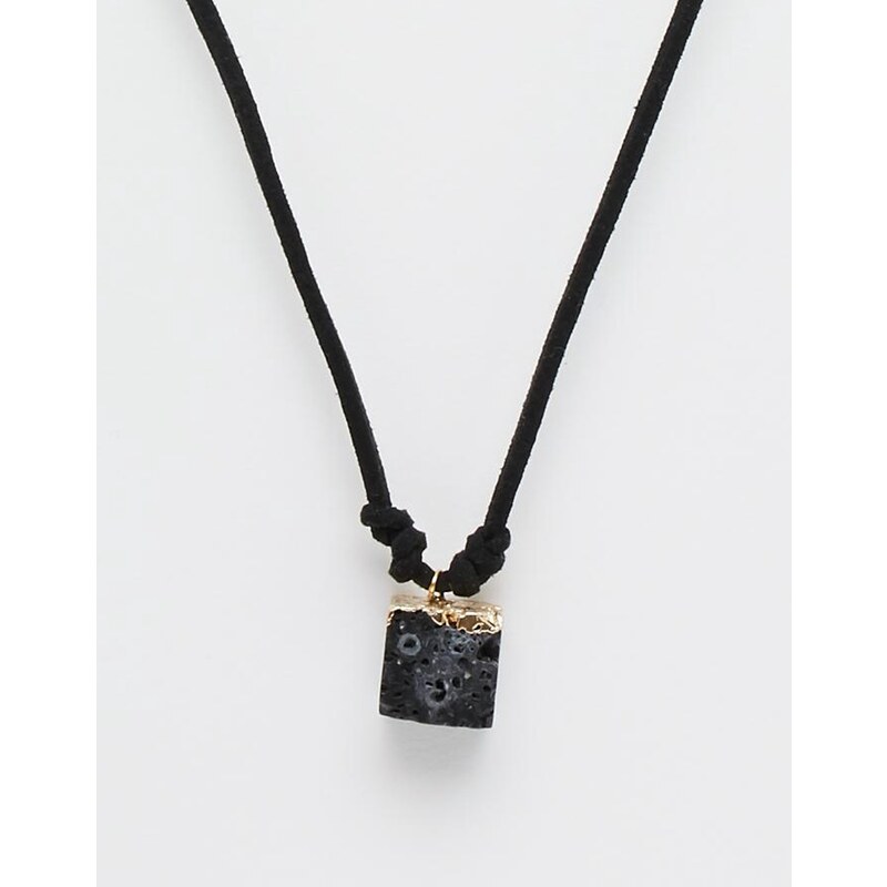ASOS - Halskette mit schwarzem Halbedelstein - Schwarz