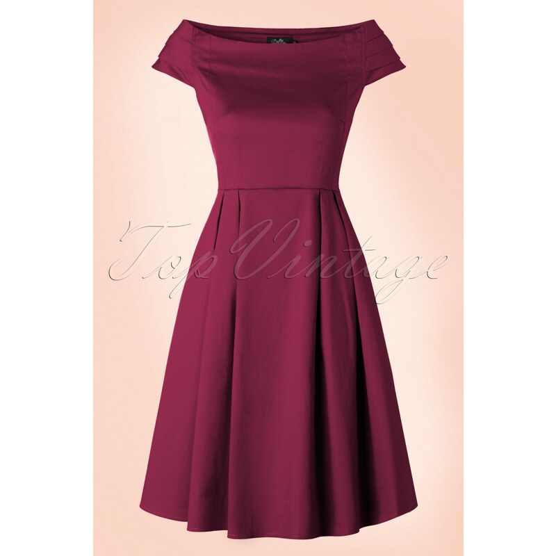 Dolly and Dotty 50s Marcia Dress in Wine