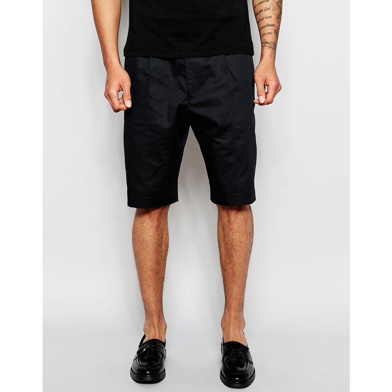 ASOS - Elegante Bermuda-Shorts aus Baumwollsatin in Schwarz - Schwarz