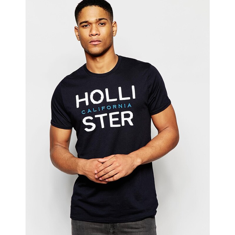 Hollister - T-Shirt mit „Hollister“-Schriftzug - Schwarz