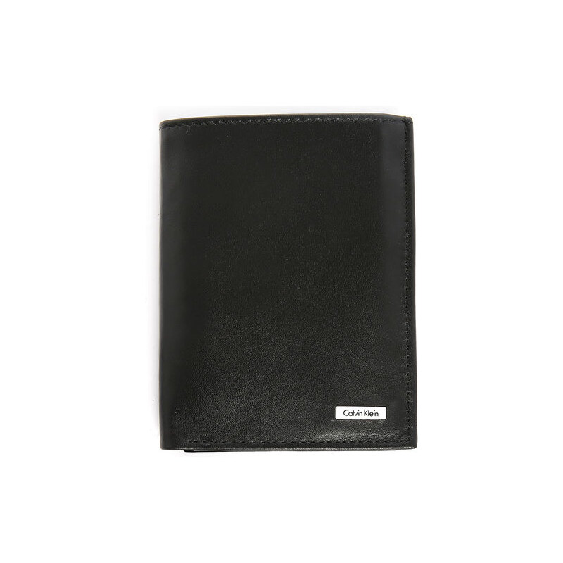 Calvin Klein Schwarzes europäisches Leder-Portemonnaie mit Reißverschluss