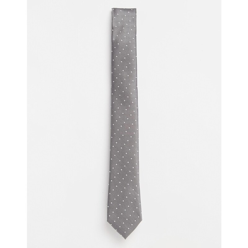 Selected Homme - Gepunktete Krawatte - Grau