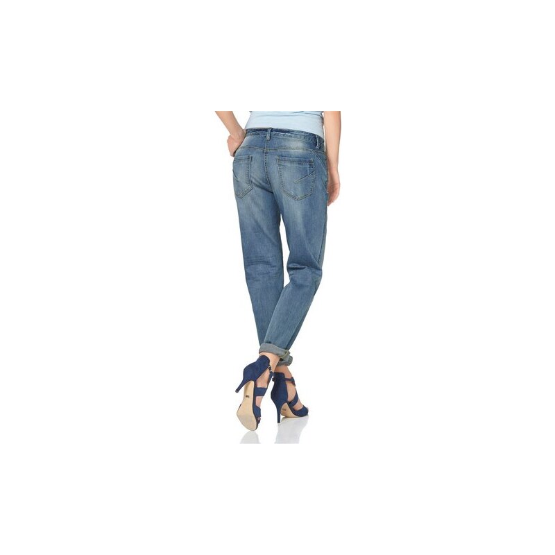 Damen Boyfriend-Jeans mit Teilungsnähten und Knopfverschluss Aniston blau 17,18,19,20,21,22