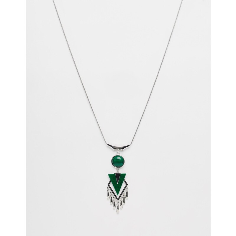 ASOS - Halskette mit dreieckigen Anhängern und Quasten - Grün