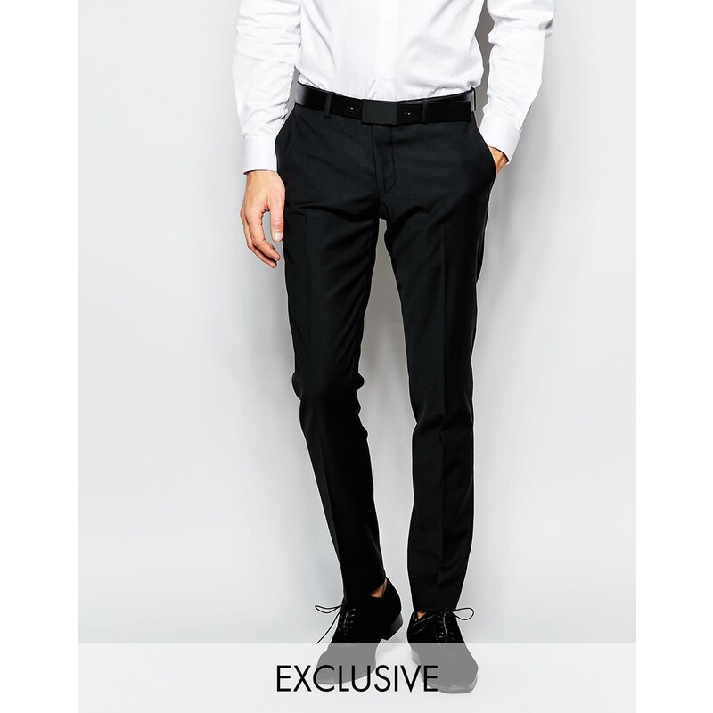 Number Eight Savile Row - Exklusive Stretch-Anzughose in schmaler Passform - Schwarz