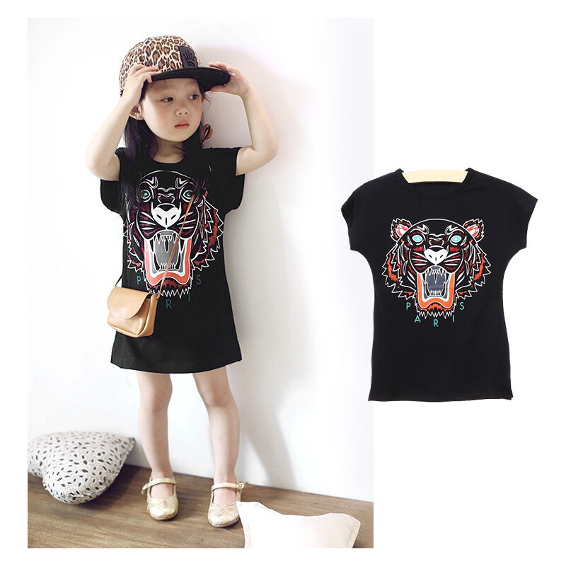 Lesara Kinder-T-Shirt-Kleid mit Tiger-Print - 122