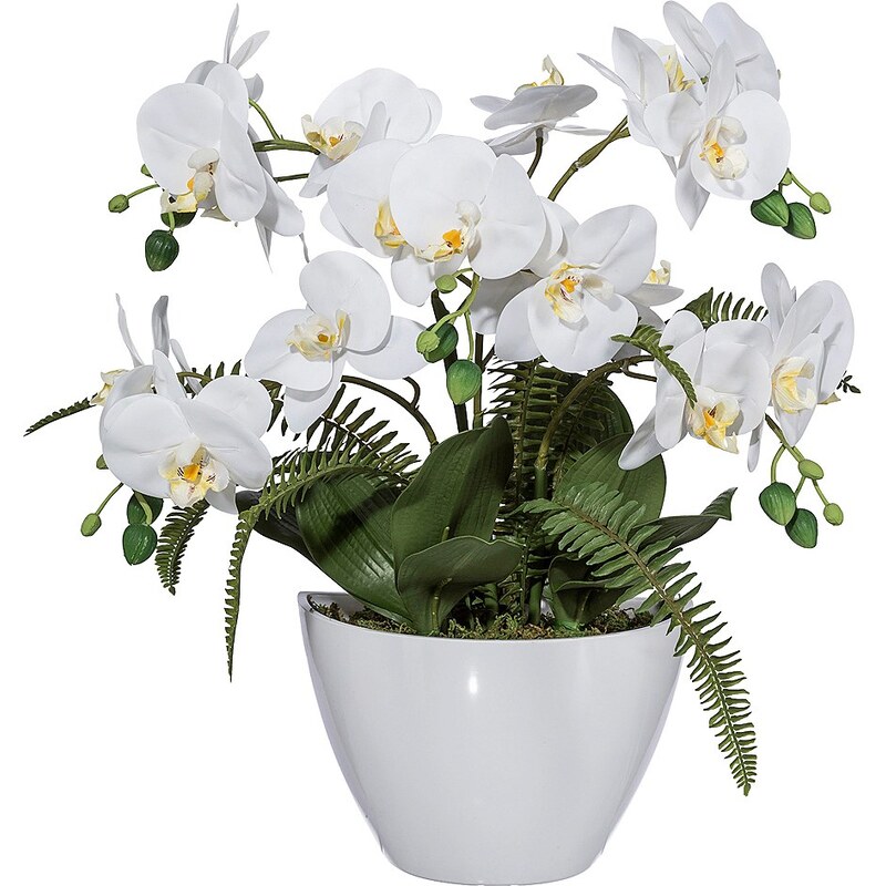 Kunstpflanze »Orchideengesteck« weiß inkl. Pflanzgefäß