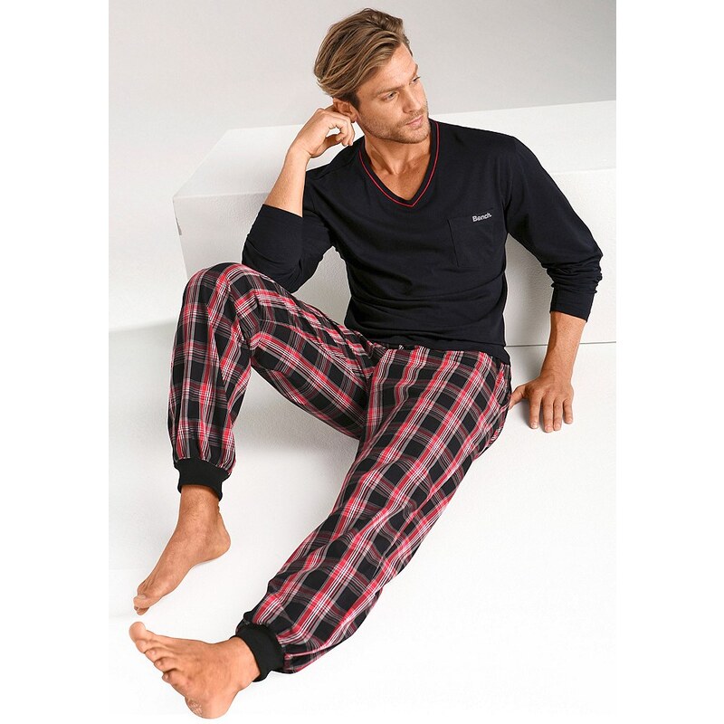 Bench Pyjama mit gewebter Hose in Karomuster