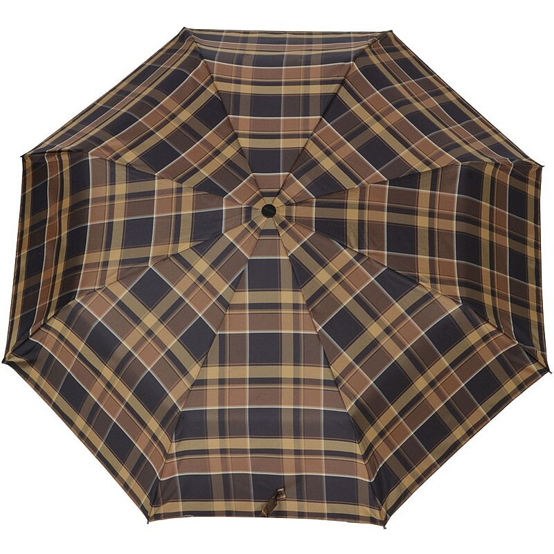 Doppler Regenschirm, Taschenschirm braun »Carbonsteel Karo«