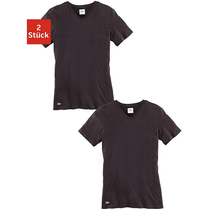 Lacoste V-Shirts (2 Stück) mit V-Ausschnitt Top Markenqualität elastisches Single-Jersey