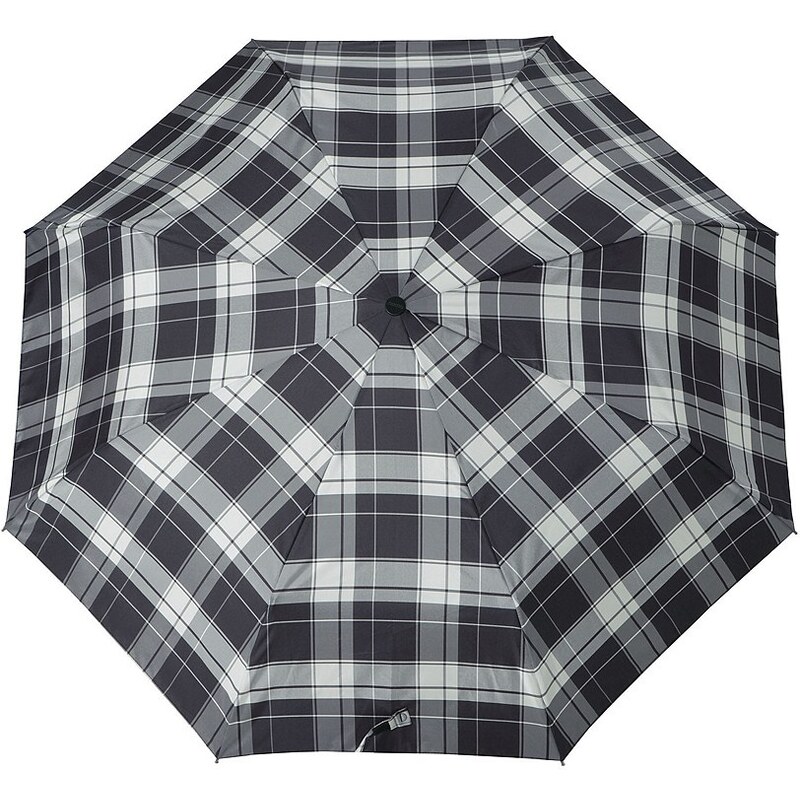 Doppler Regenschirm, Taschenschirm grau »Carbonsteel Karo«