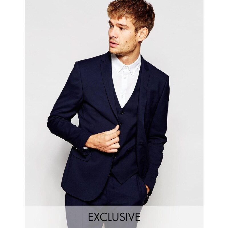 Number Eight Savile Row - Wedding - Exklusive Anzugjacke in enger Passform - Blau