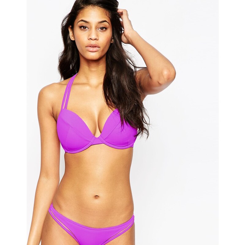 ASOS FULLER BUST - Mix-and-Match - Tief ausgeschnittenes Bikini-Oberteil mit Netz-Einsätzen in DD-G - Violett