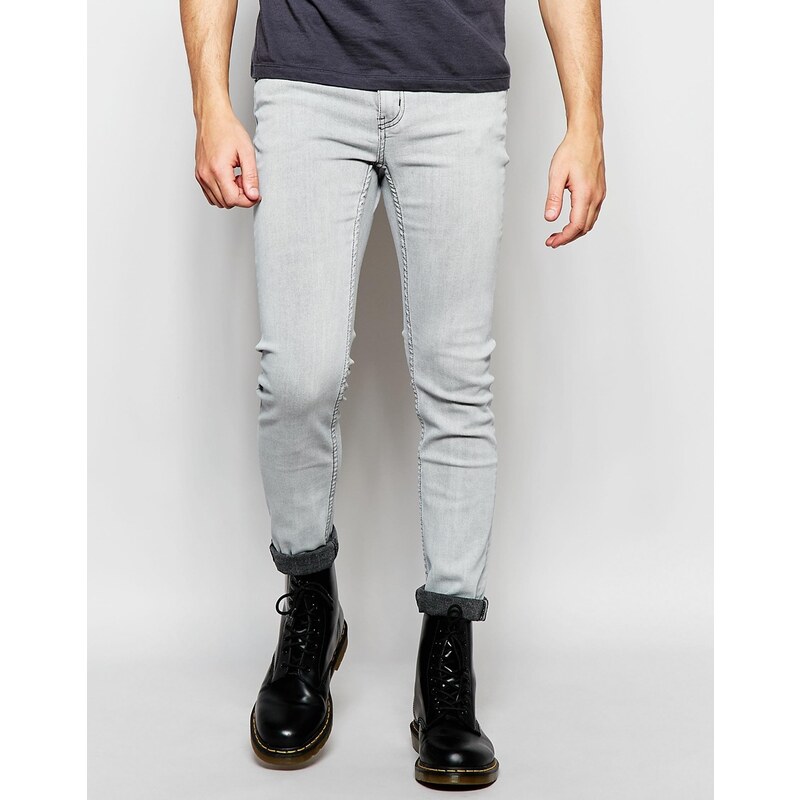 Cheap Monday - Enge Stretch-Jeans in grauer gebleichter Waschung - Grau