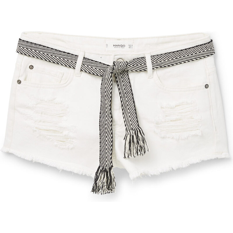 MANGO Weiße Jeansshorts