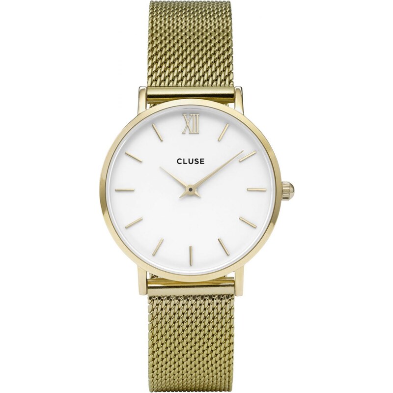 Cluse Minuit Mesh Gold/White Damen-Armbanduhr CL30010