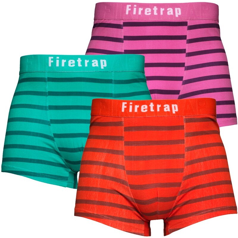Firetrap Herren Three Pack Multi Stripe Leibchen und Slip Set Weiß