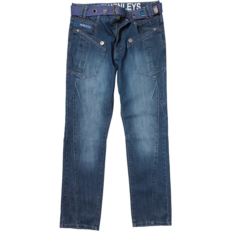 Henleys Herren With wash Jeans in regulär Passform Blau