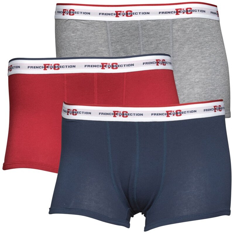French Connection Jungen Classic Boxershorts Navy/Weiß/Rot/Graumeliert