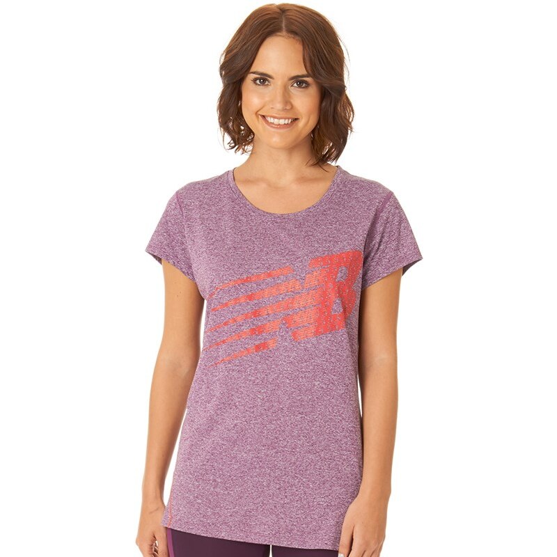 New Balance Damen Accelerate Heathe Graphic T-Shirt Lila