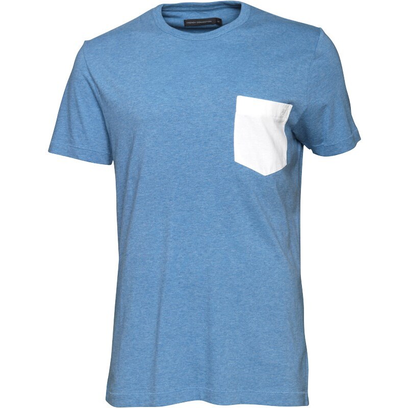 French Connection Herren Contrast Pocket T-Shirt Blaumeliert