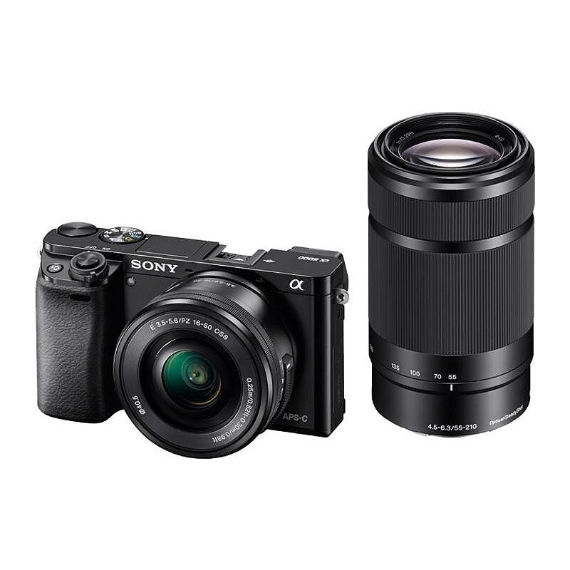 Sony Alpha ILCE-6000Y Set System Kamera, inkl. 2 E-Mount-Objektive (16-50mm & 55-210mm), 24,3 MP