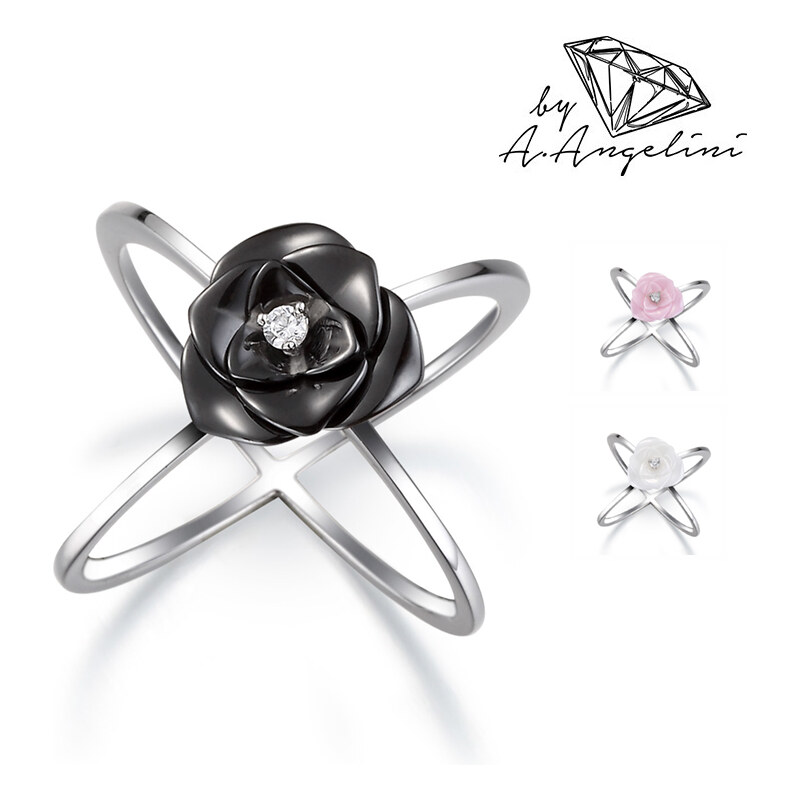 A.Angelini 925er-Silber Ring Kamelie - Pink - 52