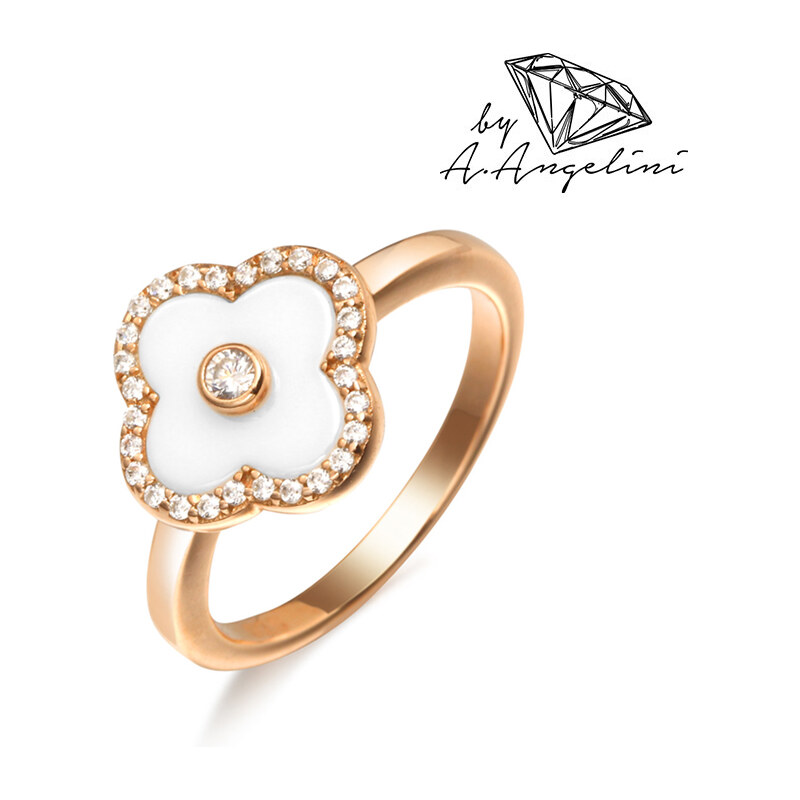 A.Angelini Rosévergoldeter Ring im Vierpass-Design - Weiß - 52