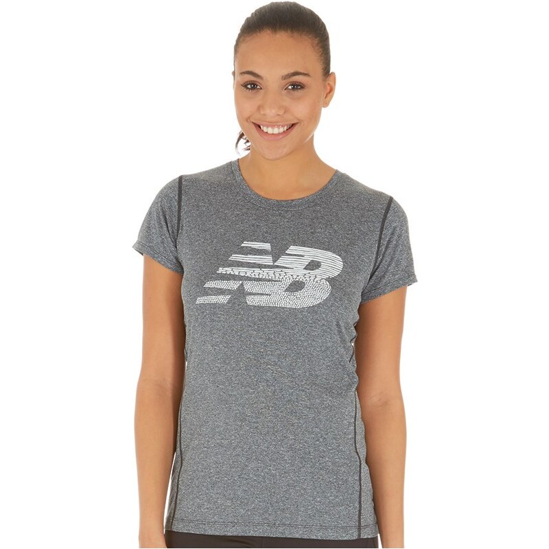 New Balance Damen Accelerate Heathe Graphic Running T-Shirt Grau