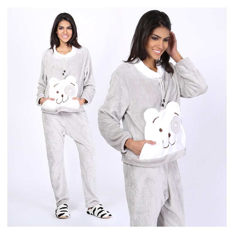 Lesara Pyjama mit Teddy-Motiv - XL