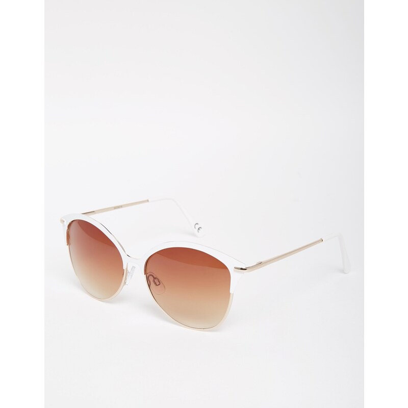 ASOS - Cateye-Sonnenbrille mit halbem Metallrahmen - Weiß
