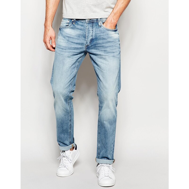 Jack & Jones - Gerade geschnittene Jeans in heller Waschung - Blau