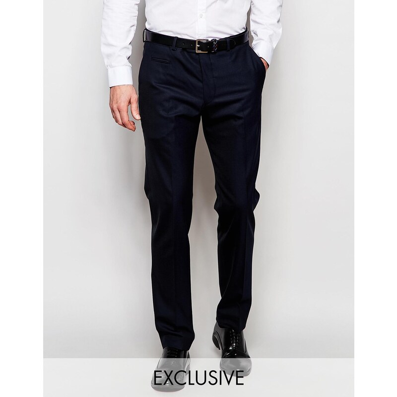 Number Eight - Savile Row - Exklusive Hose aus Wollmischung in schmaler Passform - Blau