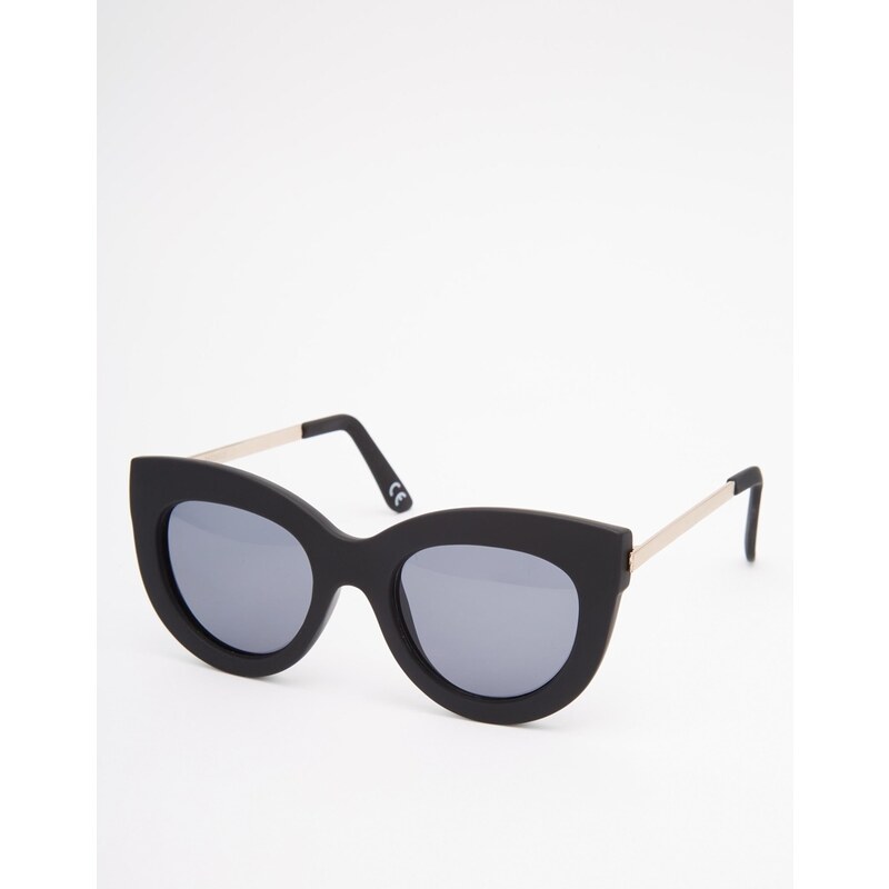 ASOS - Breite Katzenaugen-Sonnenbrille aus Gummi mit Metallbügeln - Schwarz