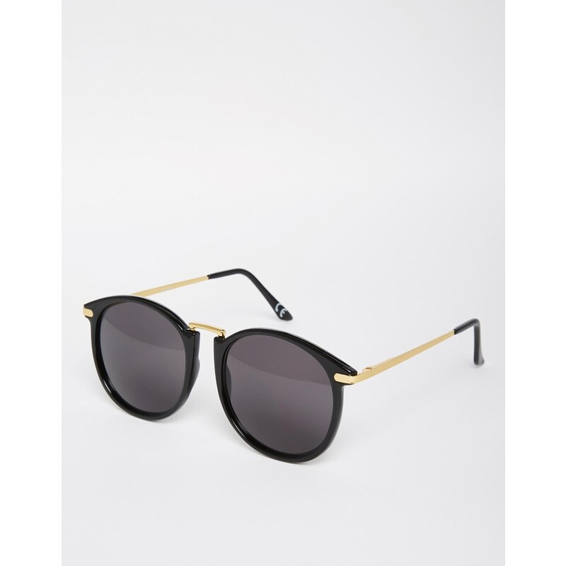 ASOS - Große runde Oversize-Sonnenbrille mit schmalem Nasensteg aus Metall - Schwarz