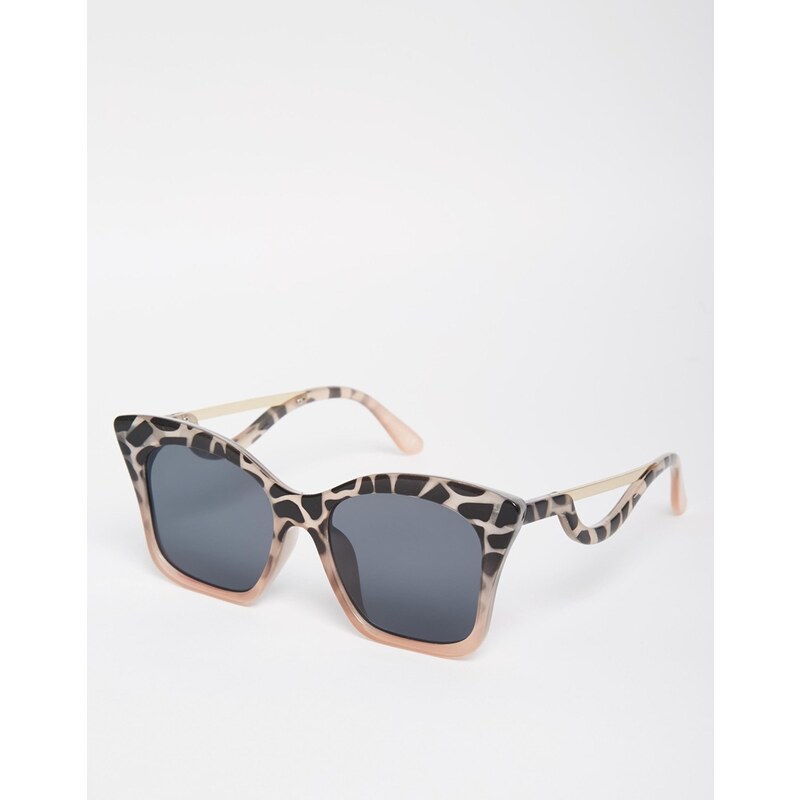 ASOS - Quadratische Katzenaugen-Sonnenbrille mit Bügeldetail - Grau