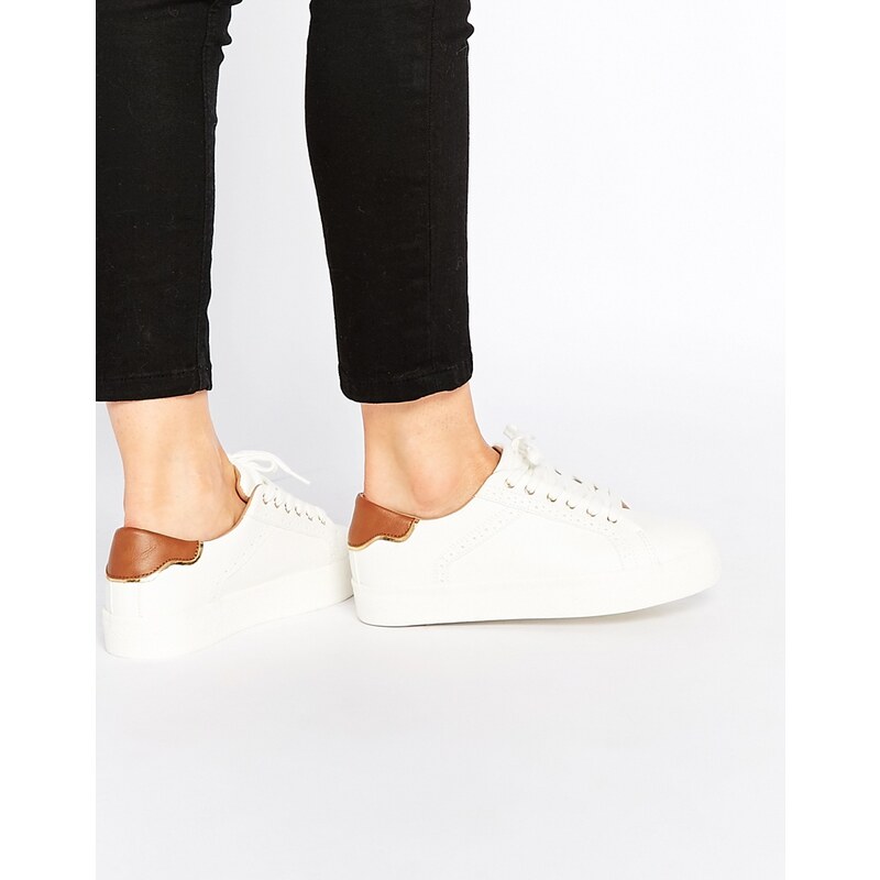 Pull&Bear - Weiße Sneakers mit Ziernähten - Weiß