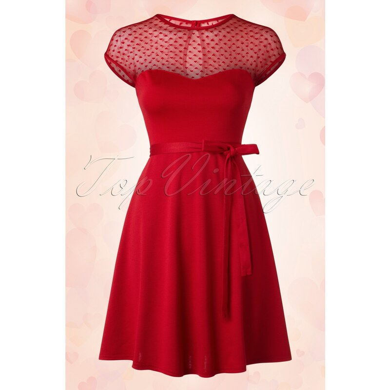 Steady Clothing 50s Madeline Hearts Only Swing Dress in Red