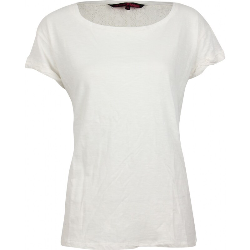 Tom Tailor Damen T-Shirt boxy crochet shirt Weiß (2000) XS (34)