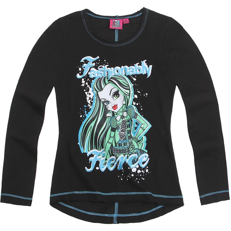 Monster High Langarmshirt schwarz in Größe 128 für Mädchen aus 100% Baumwolle