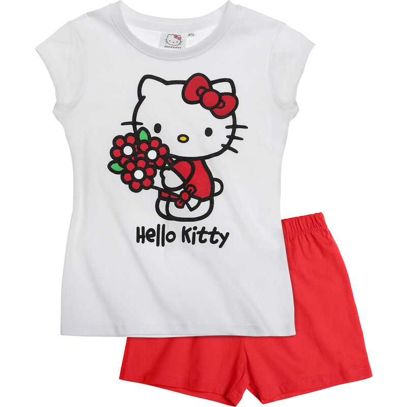 Hello Kitty Shorty-Pyjama rot in Größe 92 für Mädchen aus 100% Baumwolle