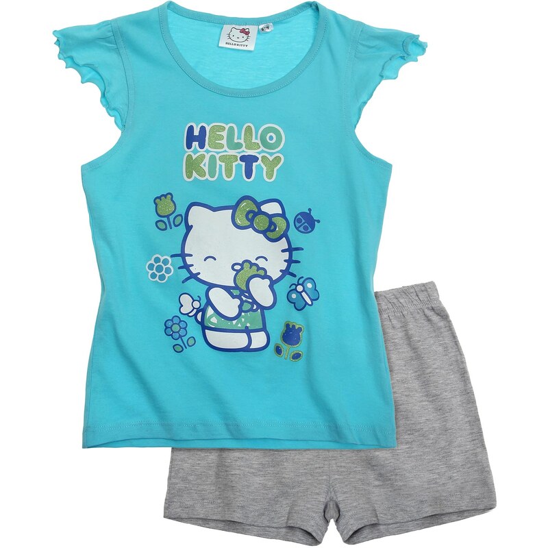 Hello Kitty Shorty-Pyjama grau in Größe 104 für Mädchen aus Oberteil: 100 % Baumwolle Hose: 90 % Baumwolle 10 % Viskose