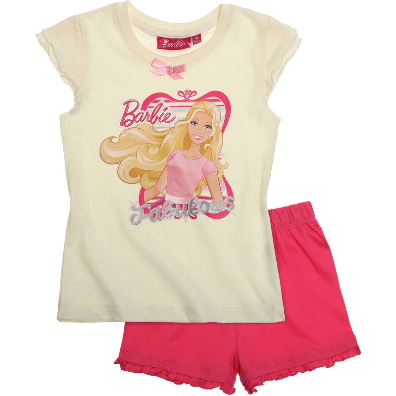 Barbie Shorty-Pyjama pink in Größe 92 für Mädchen aus 100% Baumwolle