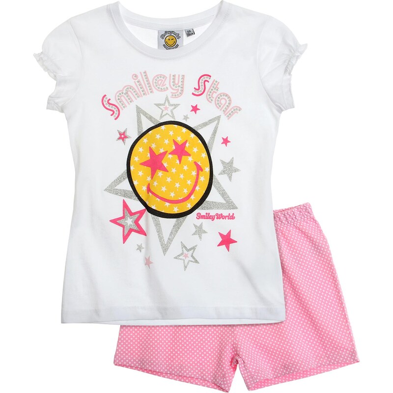 Smiley Shorty-Pyjama pink in Größe 116 für Mädchen aus 100% Baumwolle
